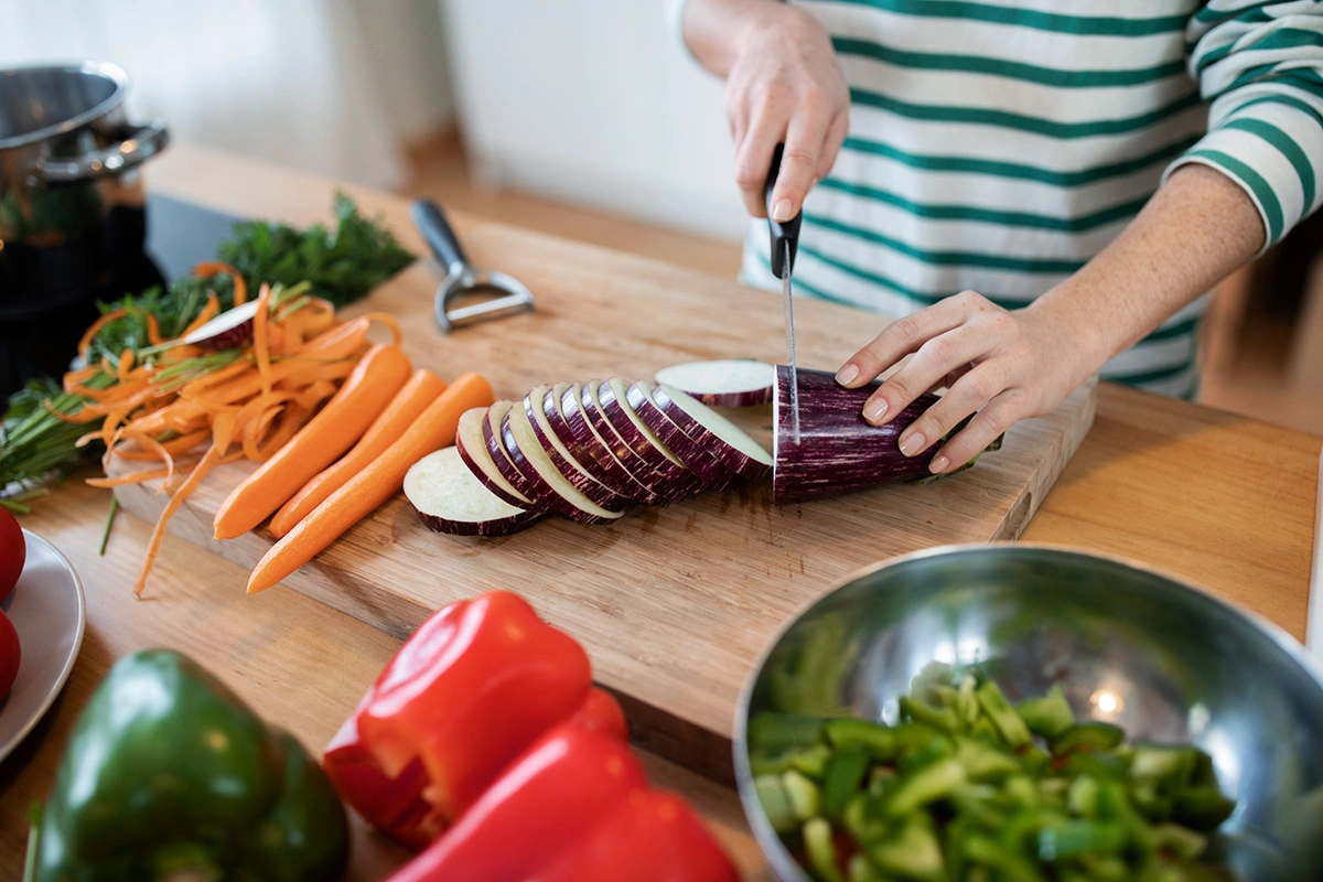 Preparing Vegetables for Shrimp Fajitas