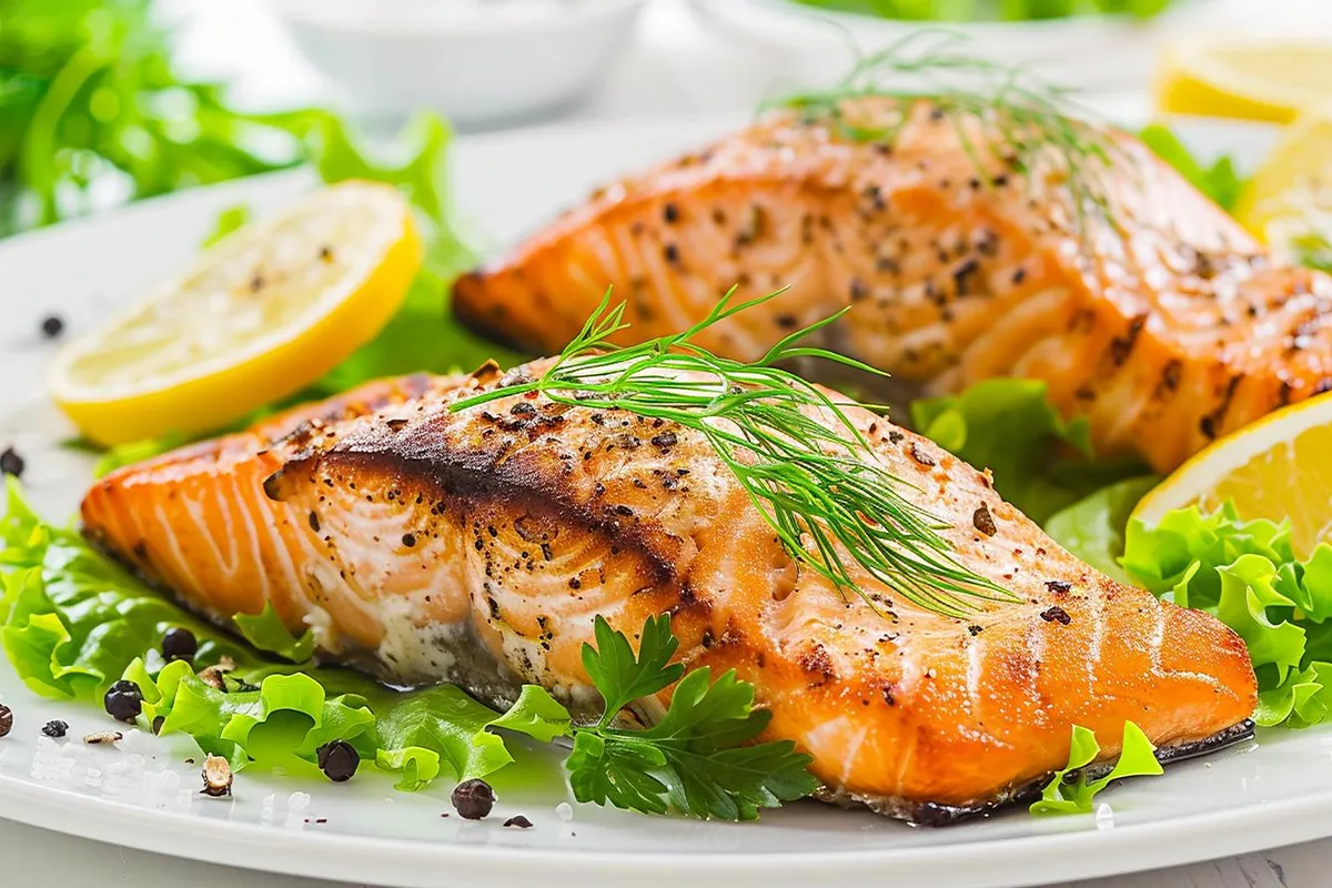 Grilled Salmon with Lemon Butter Sauce