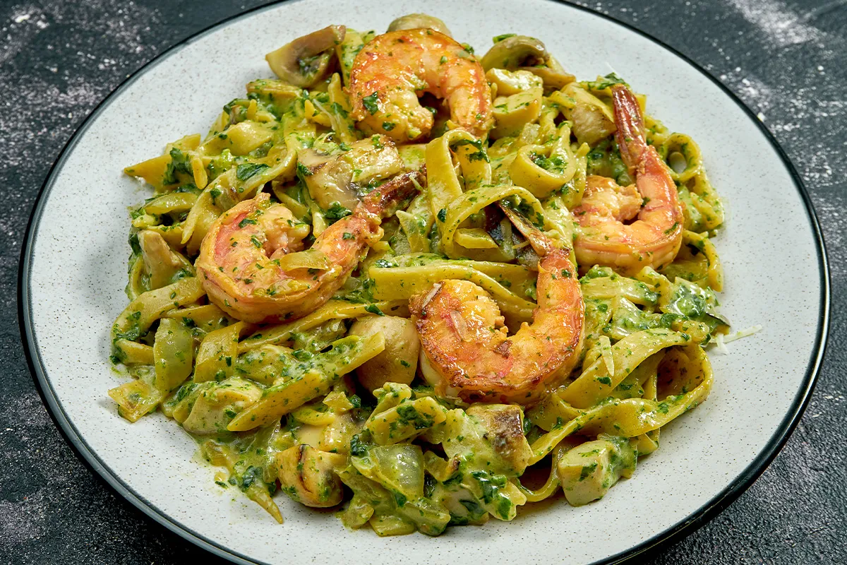 Shrimp and Zucchini Noodles with Pesto Sauce