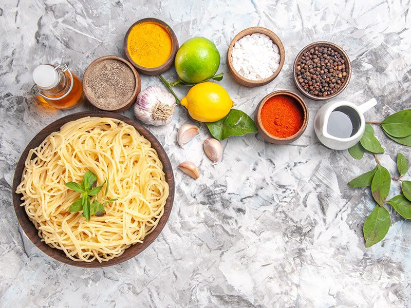 Ingredients for seafood pasta