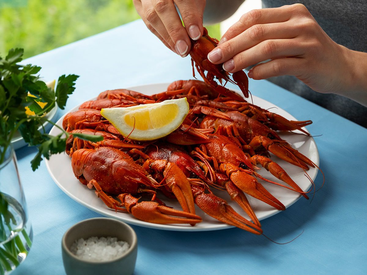 Serving Cajun Style Crawfish